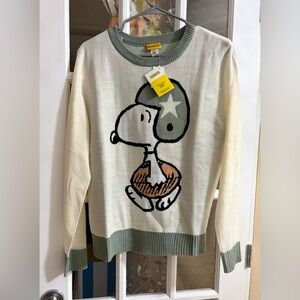 Peanuts Sweater in Cream & Sage with Black Accent